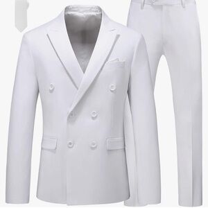 Men's White Double-Breasted Suit